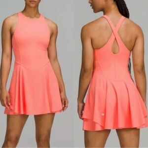 Lululemon Court Crush Tennis Dress Peach Size 6 Coral Orange